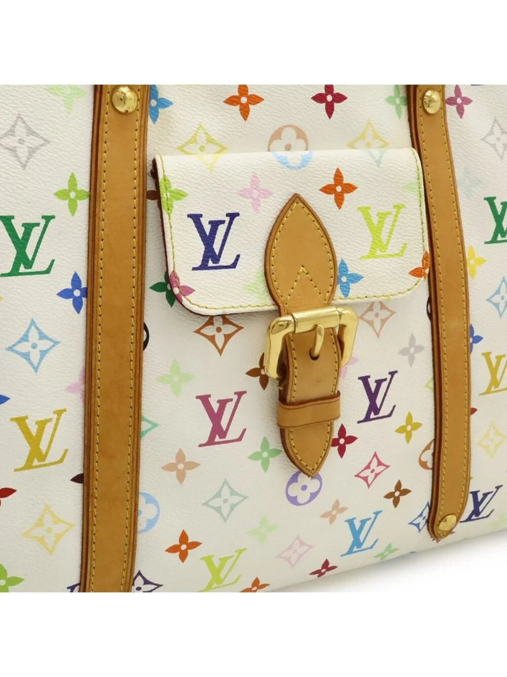Louis Vuitton Monogram Multicolor Aurelia GM Tote Shoulder Bag Blanc White